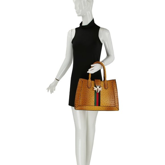 Queen Bee Stripe Ostrich -Croc 2-in-1 Handbag - Picture 5 of 5